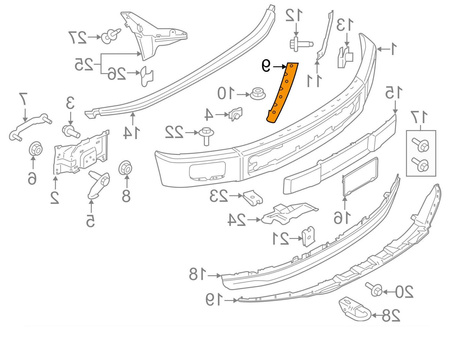 Mocowanie zderzaka strona prawa