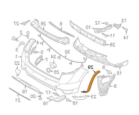 Listwa błotnika tył strona prawa